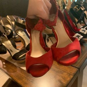 suede red heels